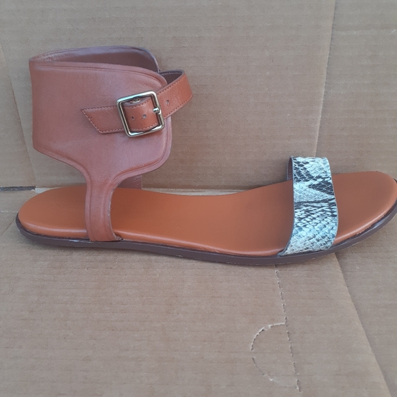 LeatherSandal COLE HAAN Barra Snake embossed LEATHER Minimalist Greek Sandal 9 - Picture 4 of 9